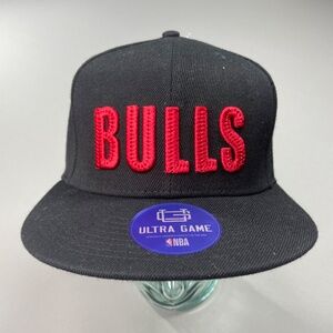 NEW NBA Ultra Game Chicago Bulls Snap Back Hat black red one size basketball